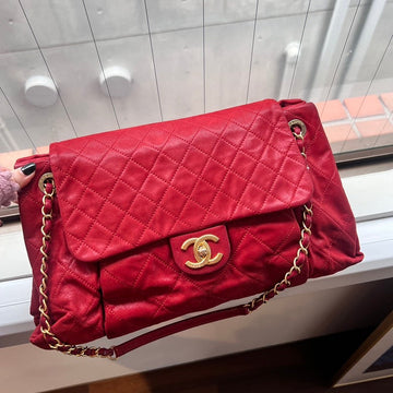 Chanel Red Leather Chain Shoulder Bag AF603 -