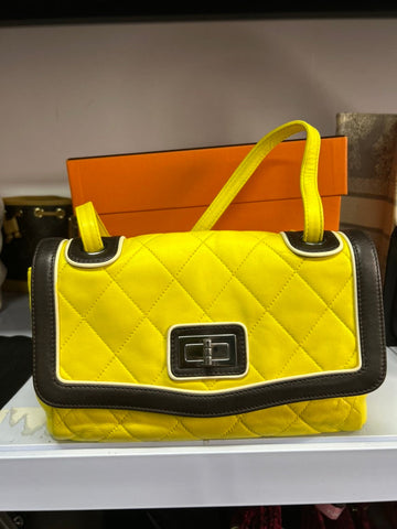 Chanel Classic Flap Bag Yellow Leather Shoulder Bag