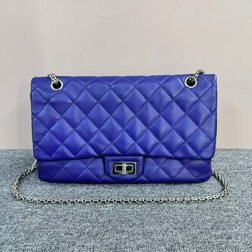 Chanel 2.55 Shoulder Bag Purple Quilted Leather