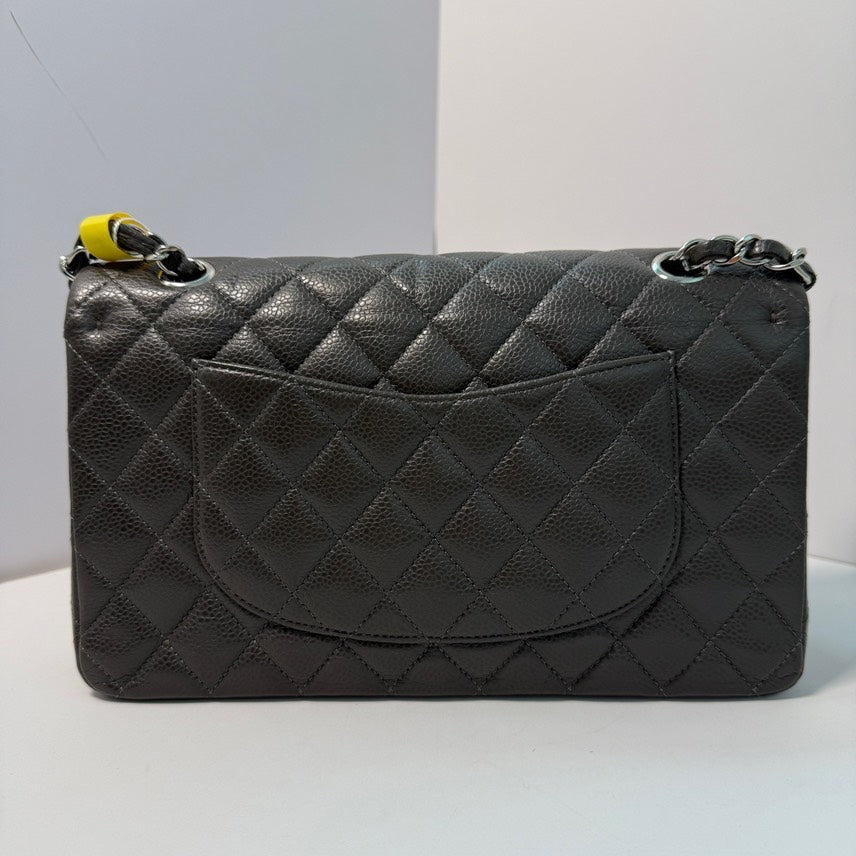 Chanel Classic Flap MM Caviar Leather Shoulder Bag in Black
