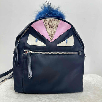 Fendi Monster Black & Pink Nylon Leather Trim Backpack  BJ1101504030