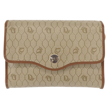 Christian Dior Vintage Honeycomb Flap Crossbody Bag Canvas And Leather Beige Canvas Shoulder Bag Bag ()