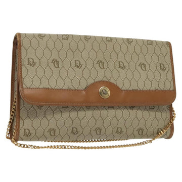 Christian Dior Vintage Honeycomb Chain Canvas Beige Canvas Bag ()
