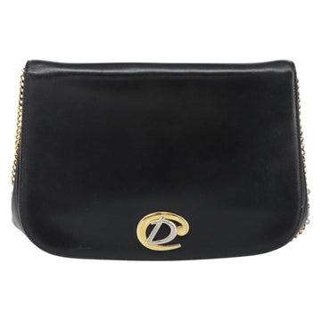 Christian Dior Vintage Chain Flap Shoulder Bag Leather Black Leather Shoulder Bag Bag ()