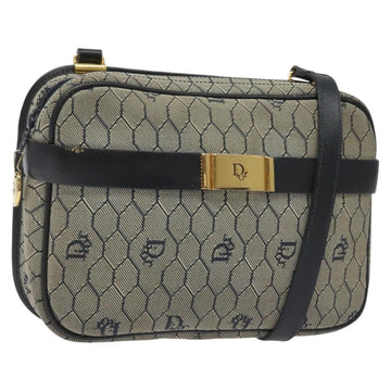 Christian Dior Vintage Honeycomb Shoulder Bag Canvas And Leather Navy Canvas Bag ()