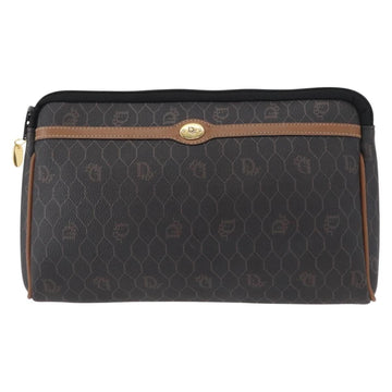 Christian Dior Vintage Honeycomb Zip Pouch Coated Canvas Black Pvc Clutche & Pouche Bag ()