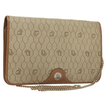 Christian Dior Vintage Honeycomb Chain Canvas Beige Canvas Bag ()