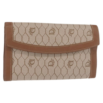 Christian Dior Vintage Honeycomb Flap Wallet Coated Canvas Beige Canvas Wallets Accessory ()