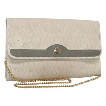 Christian Dior Vintage Honeycomb Chain Canvas White Canvas Bag ()