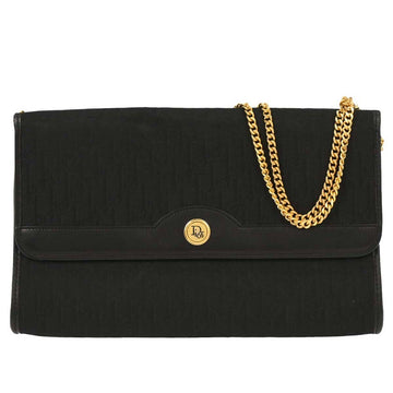 Christian Dior Vintage Chain Flap Shoulder Bag Canvas Black Canvas Shoulder Bag Bag ()