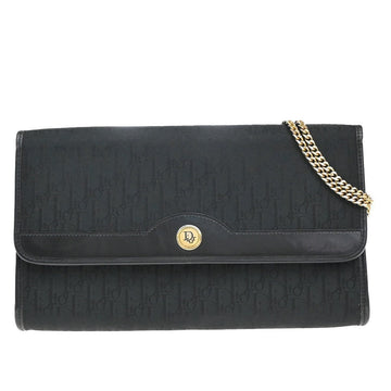 Christian Dior Vintage Chain Flap Shoulder Bag Diorissimo Canvas Black Canvas Shoulder Bag Bag ()