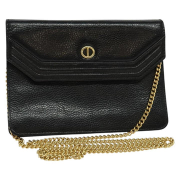 Christian Dior Vintage Chain Flap Shoulder Bag Leather Black Leather Shoulder Bag Bag ()