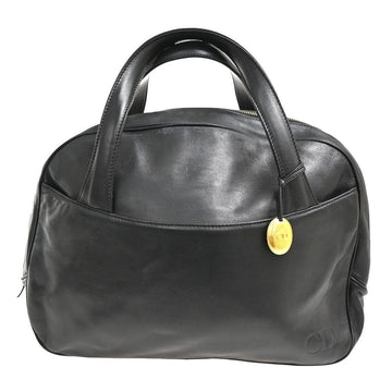 Christian Dior Vintage Cd Handbag Leather Black Leather Handbag ()