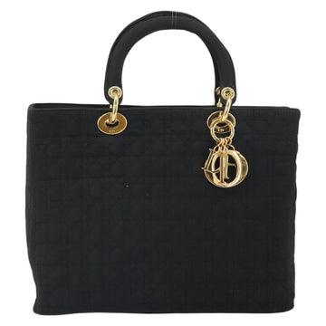 Christian Dior Vintage Lady Dior Bag Cannage Quilt Nylon Black Nylon Handbag ()