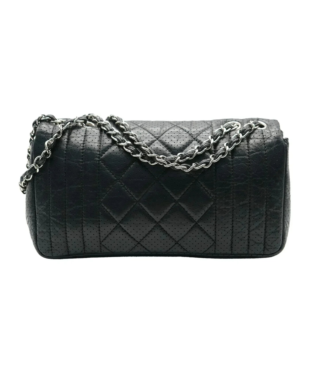 Top Quality Chanel Black Perforated Calfskin Medium 50's New Bag