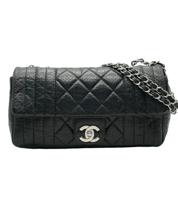 Top Quality Chanel Black Perforated Calfskin Medium 50's New Bag