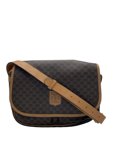 Celine New 1:1 Brown Coated Canvas Macadam Crossbody