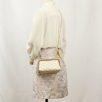 CELINE 10E38 2CBX 01TA Clutch with chain Triomphe canvas Shoulder bag PVC White Women