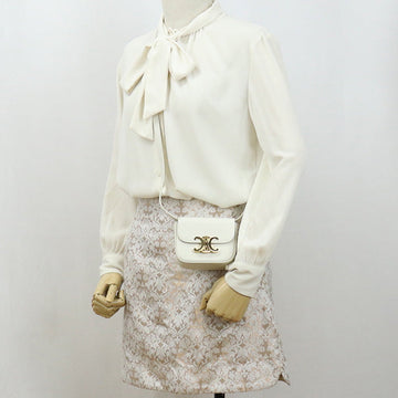 CELINE 10I51 3DPV 08OA mini claude Diagonal Shoulder Bag Calfskin white Women
