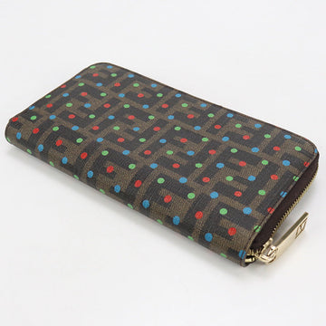 FENDI 8M0024 Long Wallet Zucca x Dot Pattern Zipper Wallet Purse PVC Brown Women