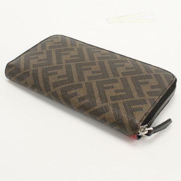 FENDI FE84048 zip around long wallet Diagonal PVC Brown Women
