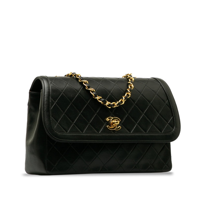 Top Quality Chanel  Matlasse Chain Shoulder Bag Black Lambskin