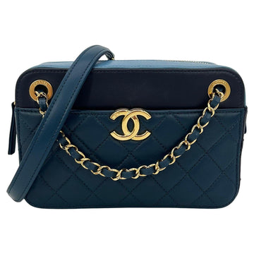 Top Quality Chanel Blue Color Block Camera Case NWT