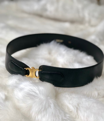 CELINE Triomphe Belt Black New 1:1 fvi2pj