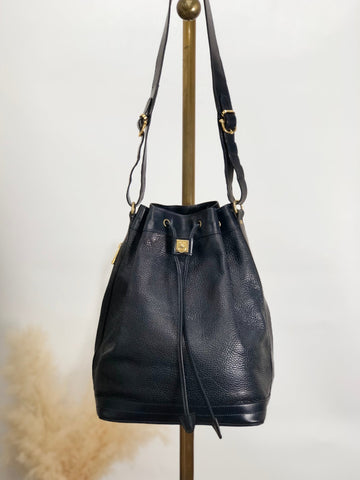 CELINE Gancini Drawstring Shoulder bag Dark Navy New 1:1 5xguk7