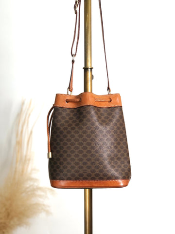 CELINE Macadam Drawstring Small Shoulder bag Brown New 1:1 kzhdhu