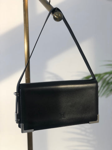 CELINE  Metal Corner Leather Handbag Black New 1:1 zepdjs