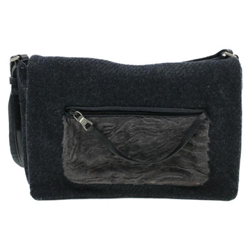 PRADA Suede Shoulder Bag Black Auth yk115