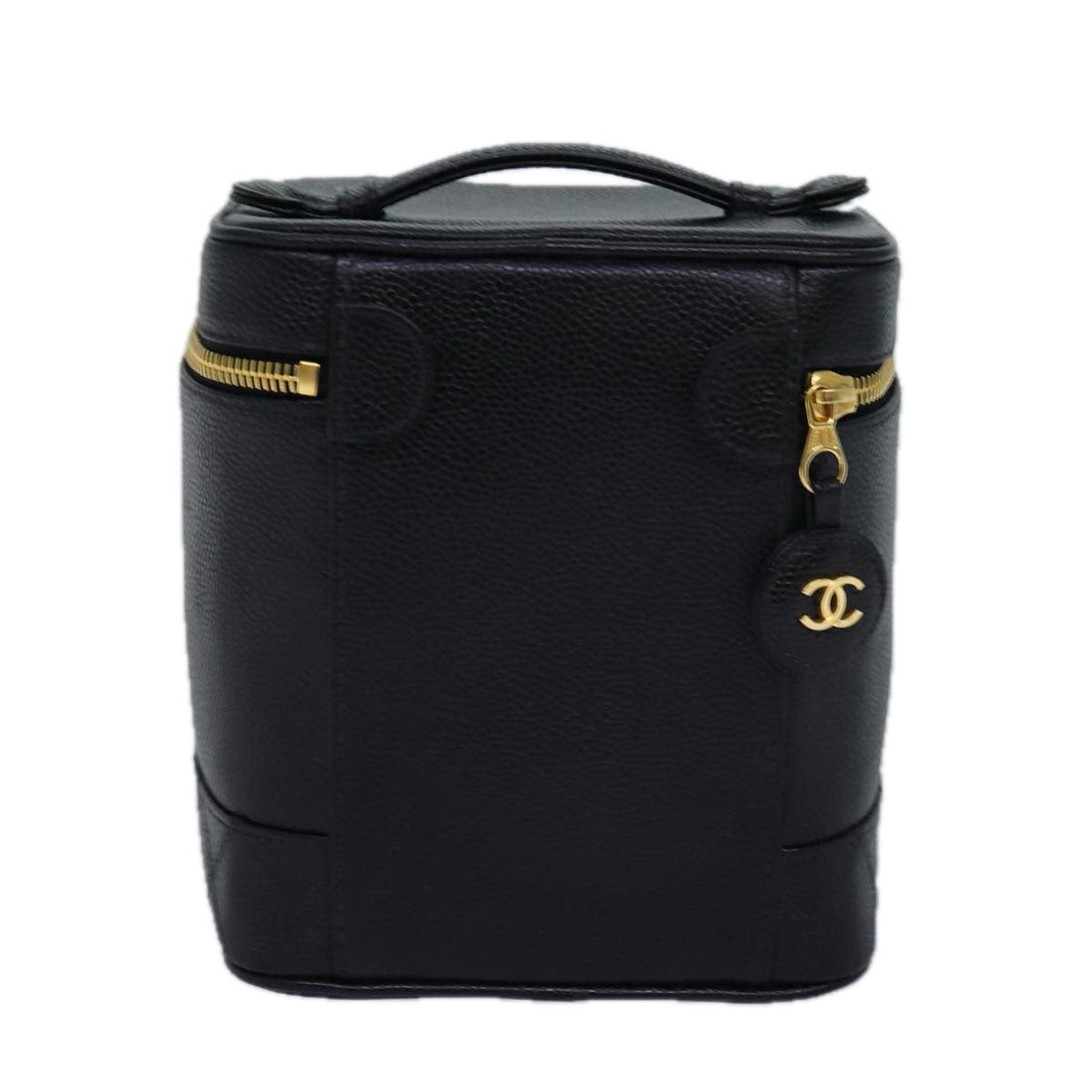 Top Quality Chanel Bicolole Vanity Cosmetic Pouch Caviar Skin Black CC Auth yk12738