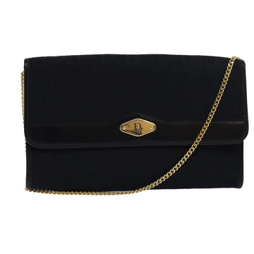 CHRISTIAN Top quality Dior Trotter Canvas Chain Shoulder Bag Black Auth yk13548