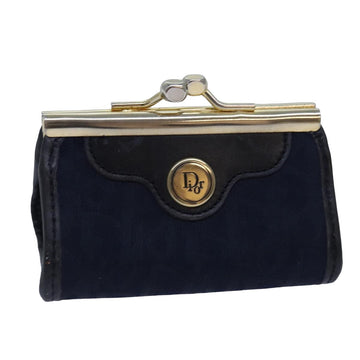 CHRISTIAN Top quality Dior Trotter Canvas Gamaguchi Coin Purse Navy Auth yk13757