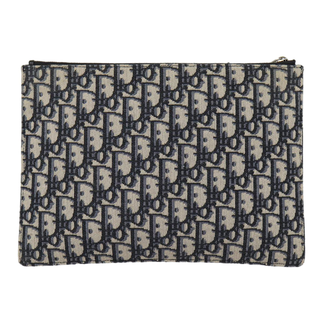 CHRISTIAN Top quality Dior Trotter Canvas Clutch Bag Navy Silver Auth yk14332