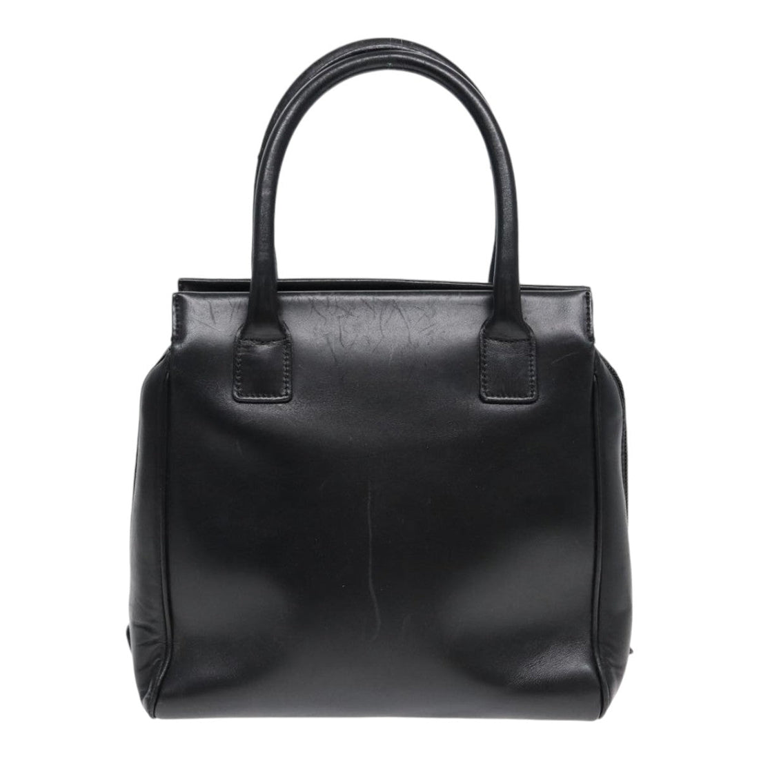 CHRISTIAN Top quality Dior Hand Bag Leather Black Gold Auth yk14415
