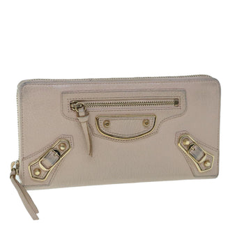 Balenciaga Classic Continental Zip Long Wallet Leather Pink 253036 Auth yk9793